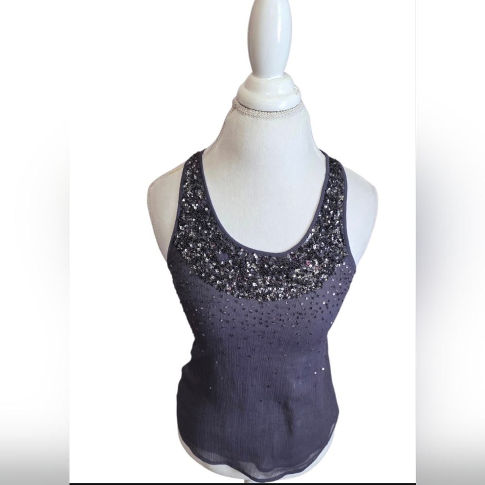 🌌 Charlotte Russe Plum-Purple Embellished Tank Top Sz S
